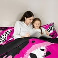 thumbnail image 4 of Manfei Leopard Cheetah Print Twin Bedding Sets 7-Piece for Kids, Zebra Stripes Bedding Comforter Set, Black Pink Abstract Reversible Sheet Sets, Microfiber Bedroom Decor, 4 of 7
