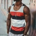 thumbnail image 2 of Mens Workout Tank Tops Beach Summer Sleeveless Shirts Men's Striped Tank Top Casual Summer Beach Tee Tops Sleeveless Crew Neck T Shirts Color Block Tees Black L, 2 of 4
