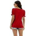 thumbnail image 3 of Womens Square Neck T Shirts Ruffle Trim Sleeve Casual Fashion Summer Tops, 3 of 5