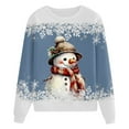 thumbnail image 4 of Fiaer Christmas Sweatshirts Women Snowman Snowflake Graphic Long Sleeve Pullovers Plus Size Crew Neck Loose Fit Trendy Tops Blue XXL, 4 of 4