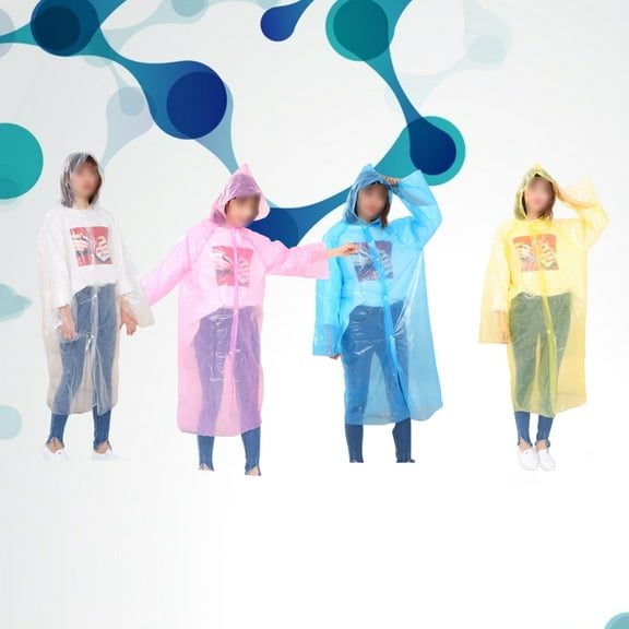 GOOHOCHY Durable Disposable Raincoat with Hood for Adult in Assorted Colors One Size Fits Most Lightweight and 4 Pieces