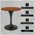 thumbnail image 6 of LeisureMod Verve Mid-Century Modern Dining Table with a 27" Round MDF Tabletop and Black Steel Pedestal Base for Kitchen and Dining Room, Cognac Brown, 6 of 10