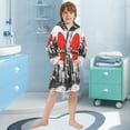 thumbnail image 5 of FORMRS Niños Bathrobe Unisex Hooded Robe Soft Plush Pajamas Sleepwear, Size 10-12T, Black Streets, 5 of 7