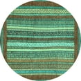 thumbnail image 1 of Ahgly Company Indoor Round Abstract Turquoise Blue Modern Area Rugs, 8' Round, 1 of 4
