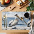 thumbnail image 2 of Summer Seaside Placemats Set of 6 Pelican Birds Oil Painting Ocean Art Place Mats Indoor Wipeable Table Mats Washable Cloth Dining Table Placemats for Kitchen Holiday Party Home Decor 13x19 Inch, 2 of 9