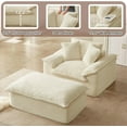 thumbnail image 4 of Lovableguy Modern Oversized Chaise Lounge Chair Indoor,Corduroy Deep seat Single Lounge Sofa with Ottoman,Sleeper Couch for Living Room,Bedroom,No Assembly Required,No Assembly Required,Beige, 4 of 9
