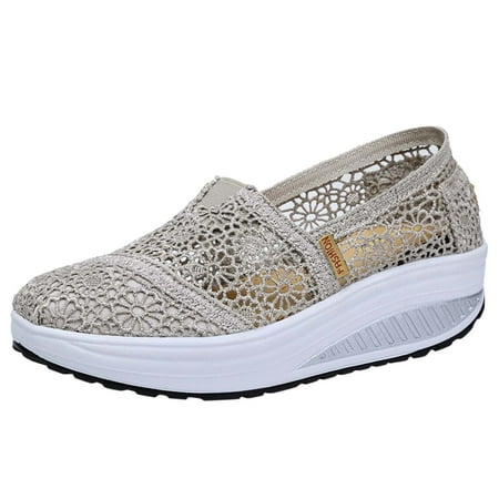

HGWXX7 Sandals For Women Summer Sandals For Women Ladies Mesh Lace Breathable Rocking Shoes Wedge Platform Casual Shoes Stylish Shoes
