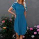 thumbnail image 3 of Vestido midi de cuello redondo, vestido midi de cuello redondo de verano, vestido midi informal con dobladillo cruzado y ribete de encaje, diseñado para la precisión, 3 of 6