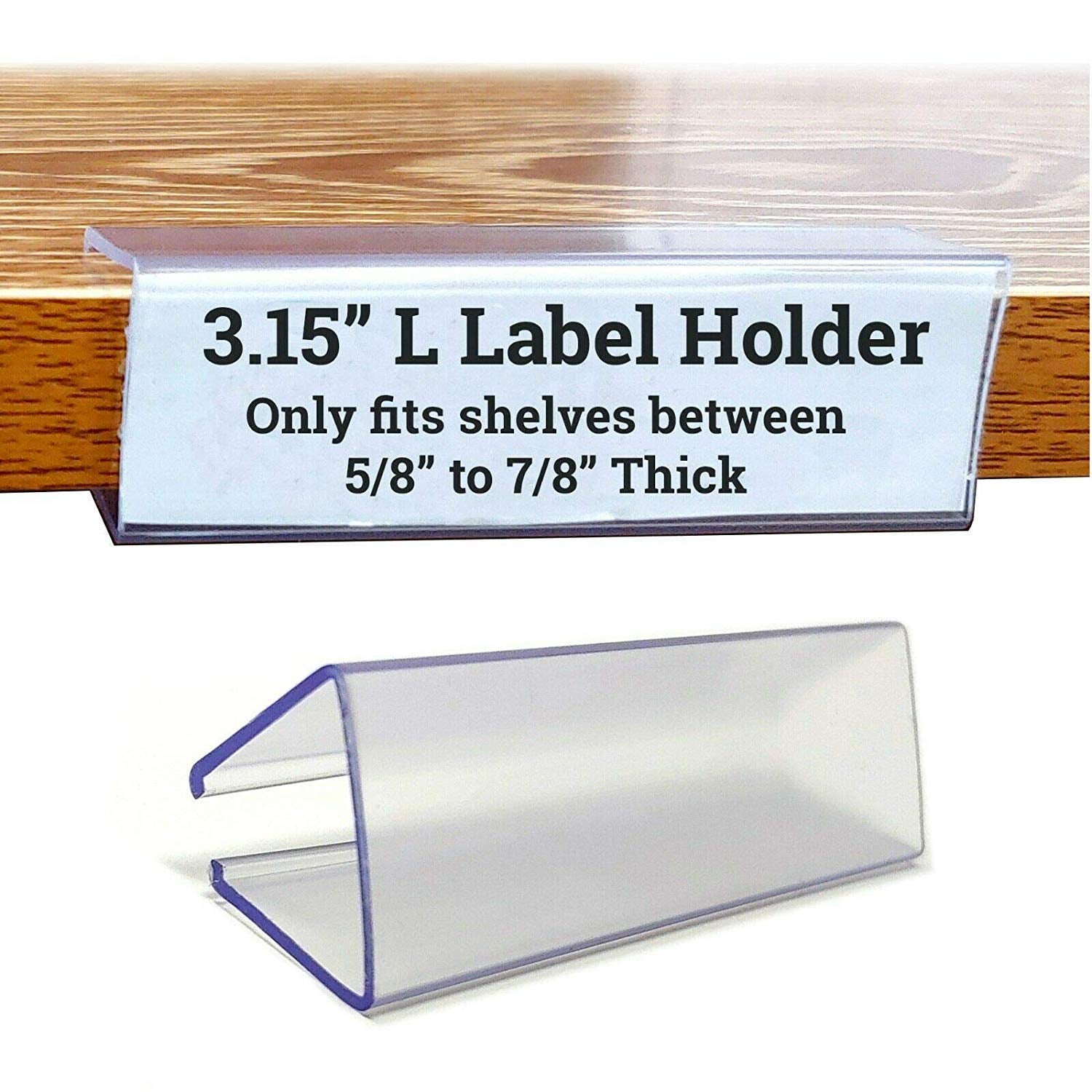 3.15" L Wood Shelf Label Holder, Clip On Ticket Holder for Shelves .6