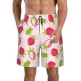 thumbnail image 2 of Uemuo Hand Drawn Strawberry Pattern Men's Swim Trunks Hawaiian Beach Bathing Suit Swimsuits Beach Quick-Dry Shorts with Pockets-Medium, 2 of 9
