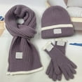 thumbnail image 5 of BRICH Winter Beanie Hat Scarf Gloves Set Long Scarf Neck Warm Knit Hat Warmer Winter Gloves Sets for Men Women Purple One Size, 5 of 5