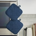 thumbnail image 5 of KITCHENAID Gourmet Series Gridlines Pot Holders 2-Pack Set, Heat Resistant up to 600°F, Soft Silicone Grip, Magnetic Cuff, Ink Blue, 8"x8", 5 of 7