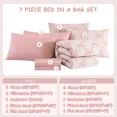 thumbnail image 2 of Amberspace Diamond Bow Design 7-piece Bed in a Bag Comforter Set with Sheets,Pink,Full, 2 of 7