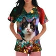 thumbnail image 4 of Garbnen Womens Christmas Scrub Tops V Neck Short Sleeve Women's Tops, Tees & Blouses Winter Fall Xmas Print Nursing Uniforms with Pockets S-5xl, 4 of 4