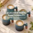 thumbnail image 7 of Unique Bargains 2.5oz Ceramic Espresso Cups with Wooden Handle Porcelain Espresso Shot Cups Set of 2 Demitasse Cups for Coffee or Tea Black/Blue, 7 of 7
