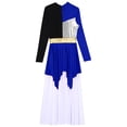 thumbnail image 6 of YONGHS Womens Liturgical Dancewear Metallic Contrast Color Lyrical Praise Dance Dresses Blue XL, 6 of 7