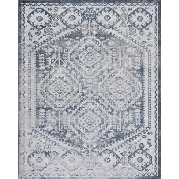 Tayse Nexus Area Rug NEX1401 Traditional Blue Faded Worn 3' 11'' x 5'3'' Rectangle