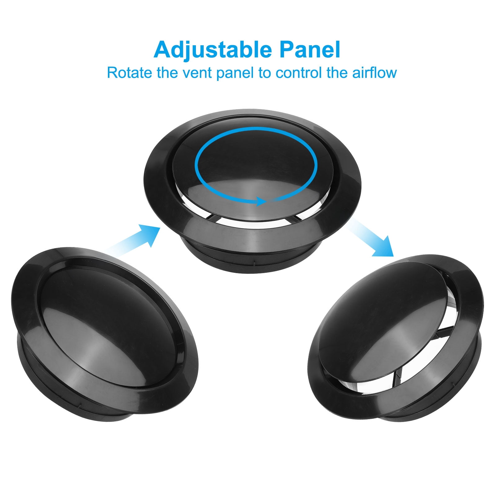 Uxcell 7 Inch Round Air Vent, 1Pcs ABS Adjustable Soffit Exhaust Vent Cover for Home Living Room Kitchen Office, Black