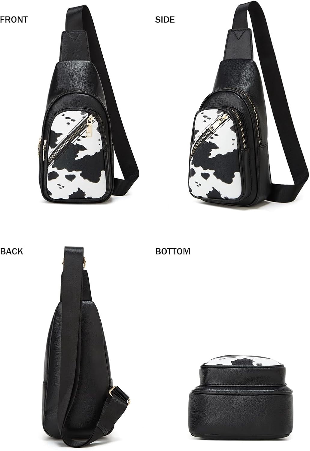 Small Sling Bag for Women, Vegan Leather Fanny Pack Crossbody Bags for Women, Chest Bag With Wide Strap