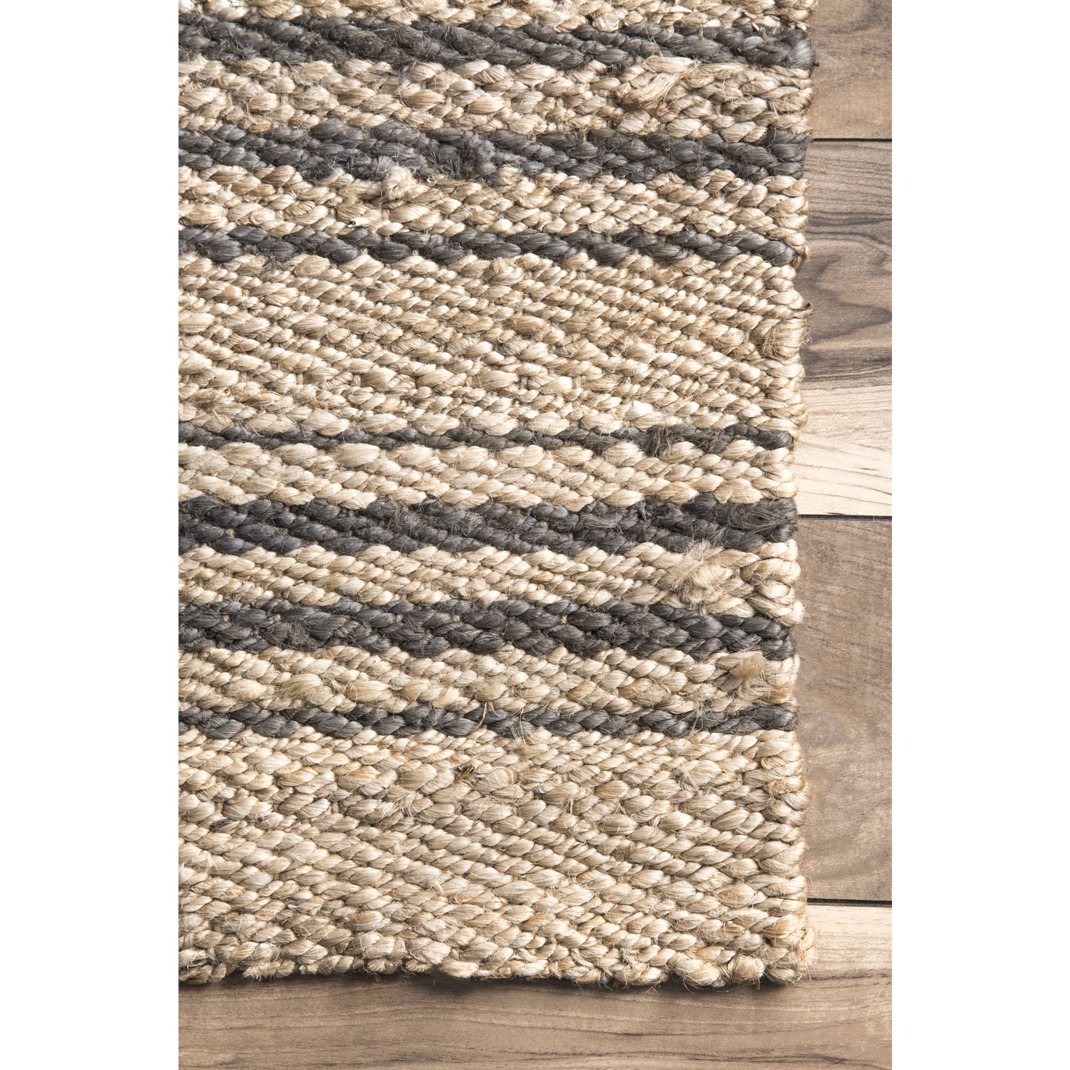 Sycamore Striped Jute Area Rug, 6' x 9', Sandy Natural