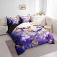 thumbnail image 2 of Erosebridal Chic Vintage Flowers Bedding Comforter Set 7-Piece For Teens Adults,Purple Golden Butterflies King Bedding Sets For Girls,Black Reversible, 2 of 6