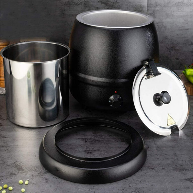 Sybo 10.5 Quart Electric Soup Warmer Commercial Crock Pot w/ Hinged Lid,  Black