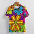 thumbnail image 3 of Nostalgic Vintage Floral Women's Short Sleeve Tops Casual Blouses T Shirt, 3 of 6