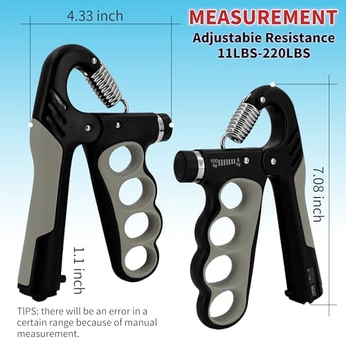 WLIKKS Grip Strength Trainer 2 Pack - Adjustable 11-220Lbs (5-100KG) with Auto Counter, Hand Grip Strengthener, Forearm Exerciser for Athletes, Musicians, Gym, Home, Injury Rehab