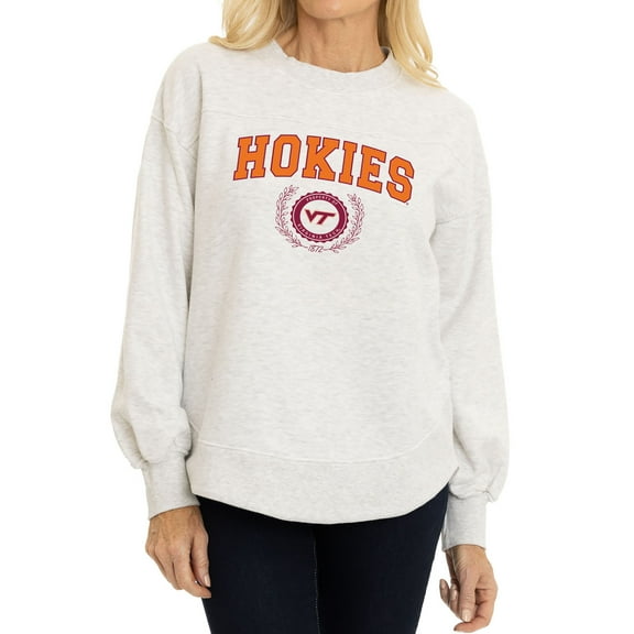 Women's  Oatmeal Virginia Tech Hokies Yvette Pullover Sweatshirt