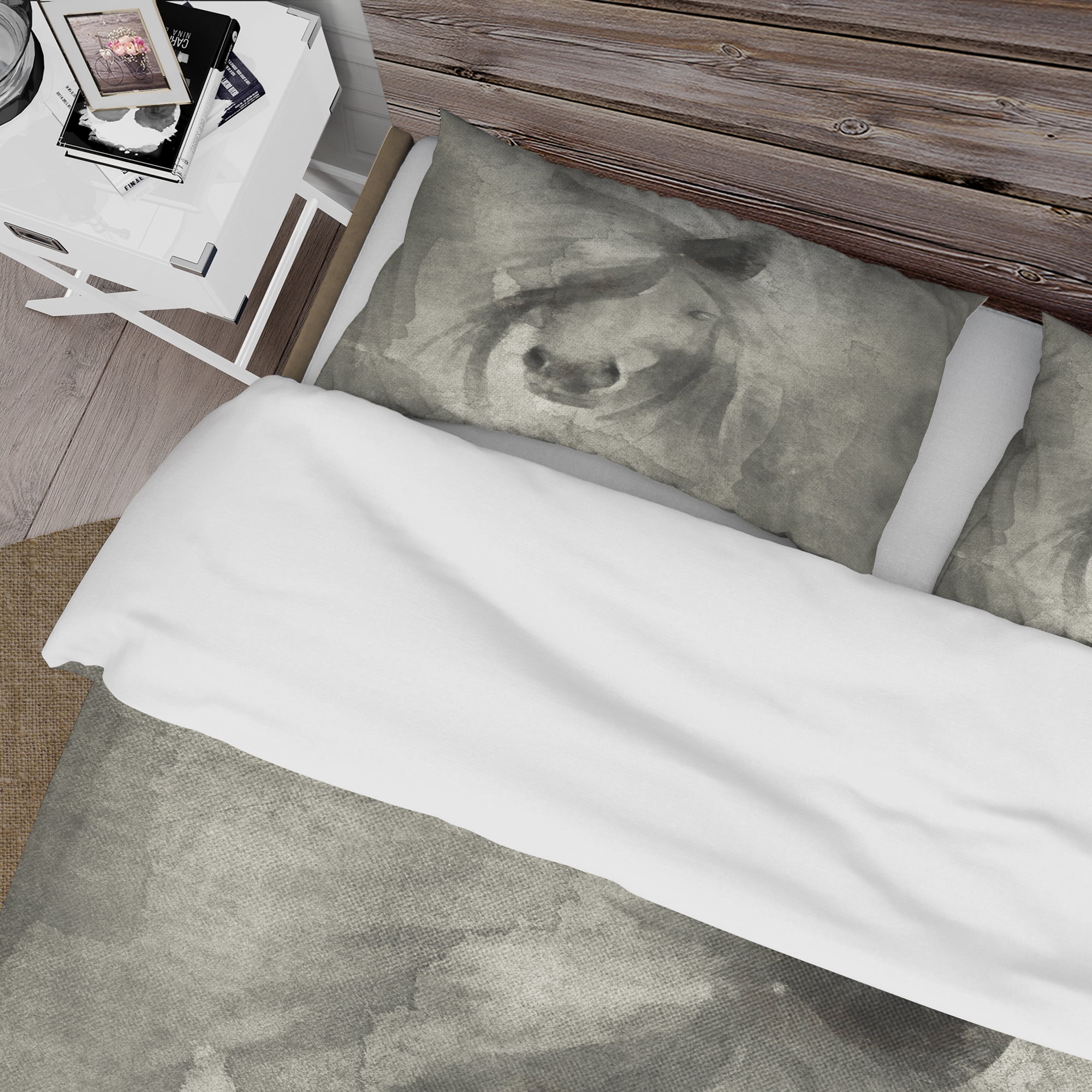 Designart 'Farmhouse Horse V' Farmhouse Duvet Cover Set