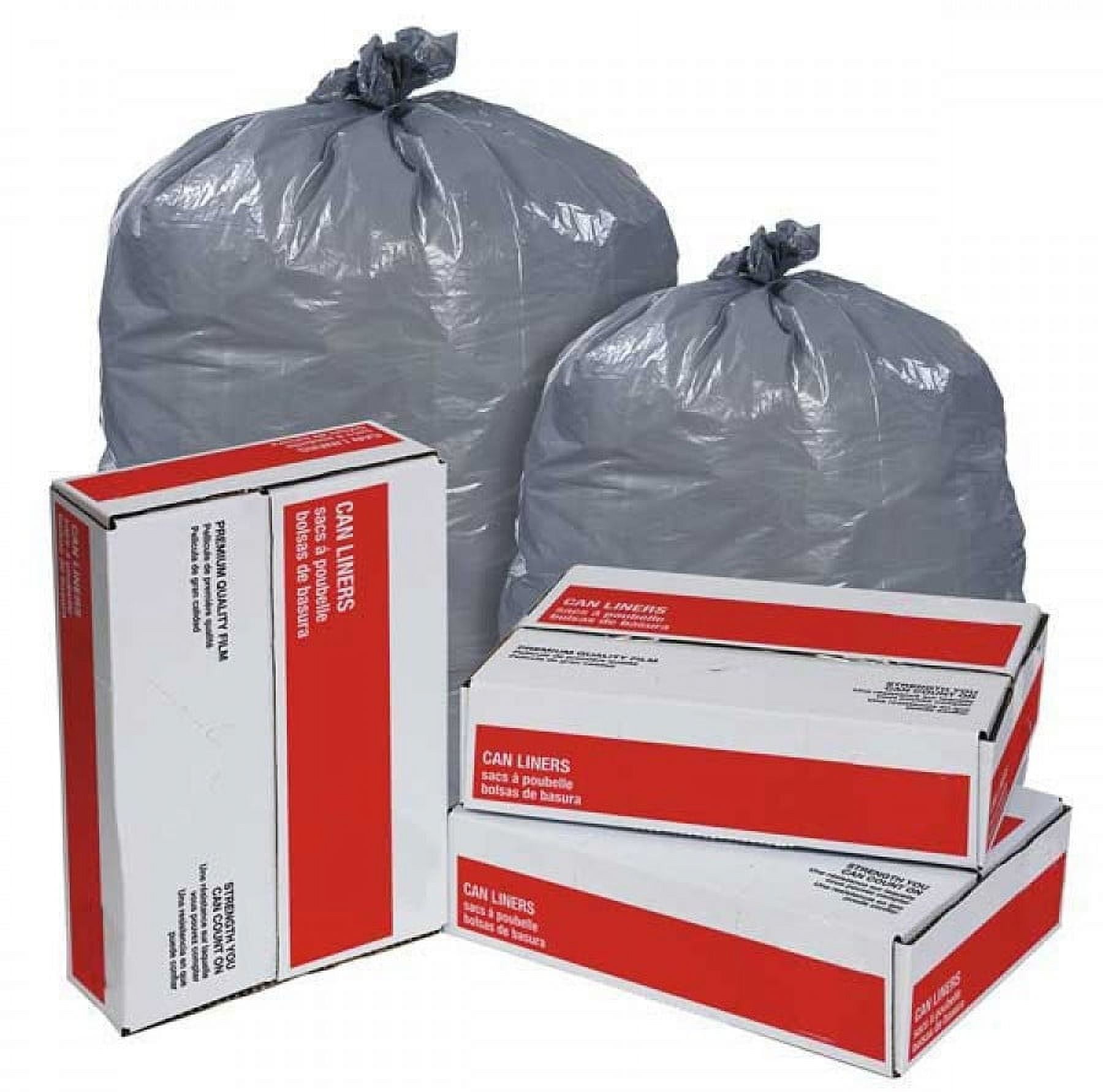 Tough Guy Trash Bags, Recycled 55 gal, 41 in W, 54 in H, 1.5 mil Thick,  Black, 100 Pack 784JG7