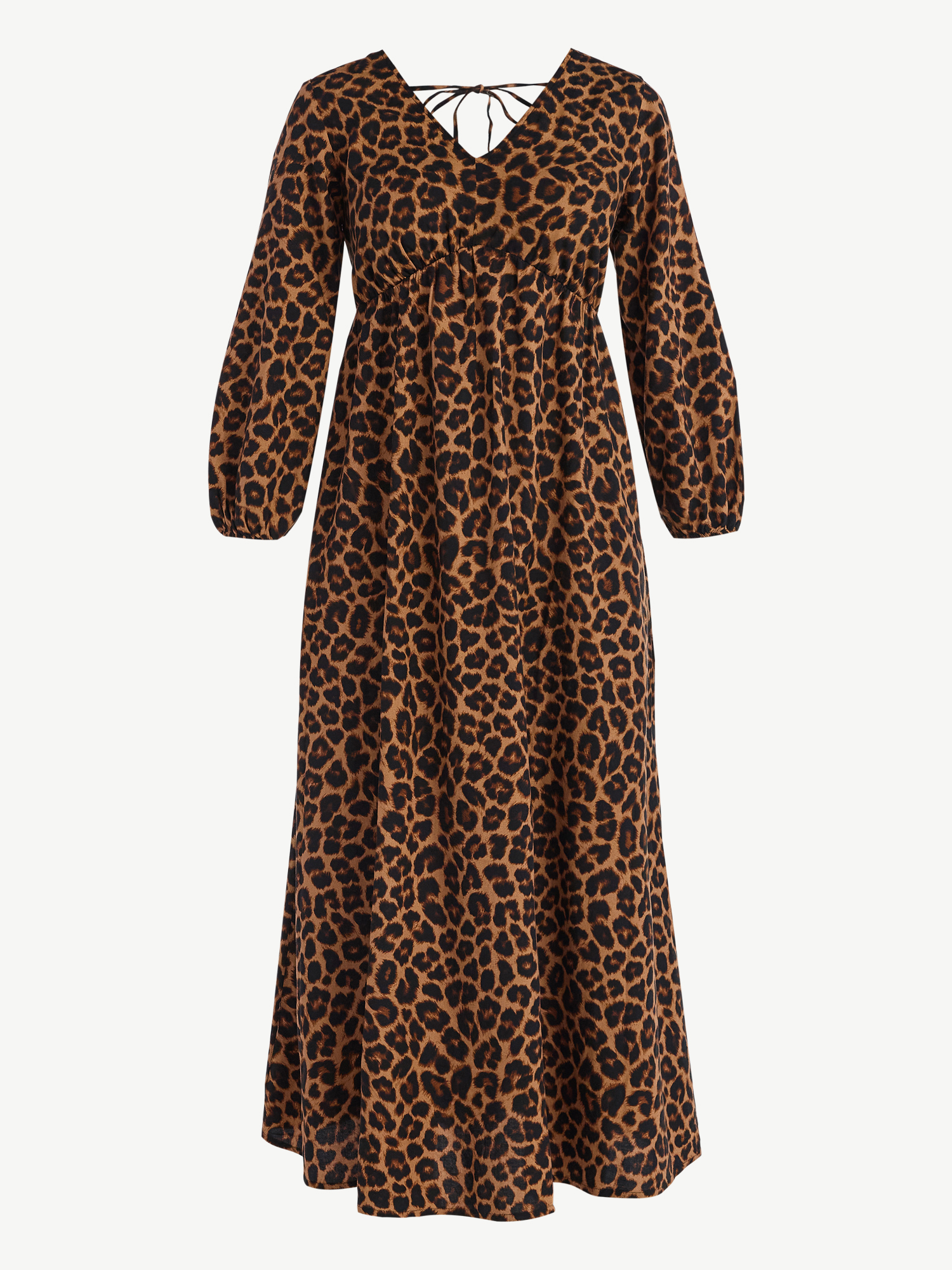 Time and Tru Women's Tie Back Maxi Dress with 3/4-Length Sleeves, Sizes XS-XXXL