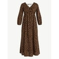 thumbnail image 4 of Time and Tru Women's Tie Back Maxi Dress with 3/4-Length Sleeves, Sizes XS-XXXL, 4 of 4