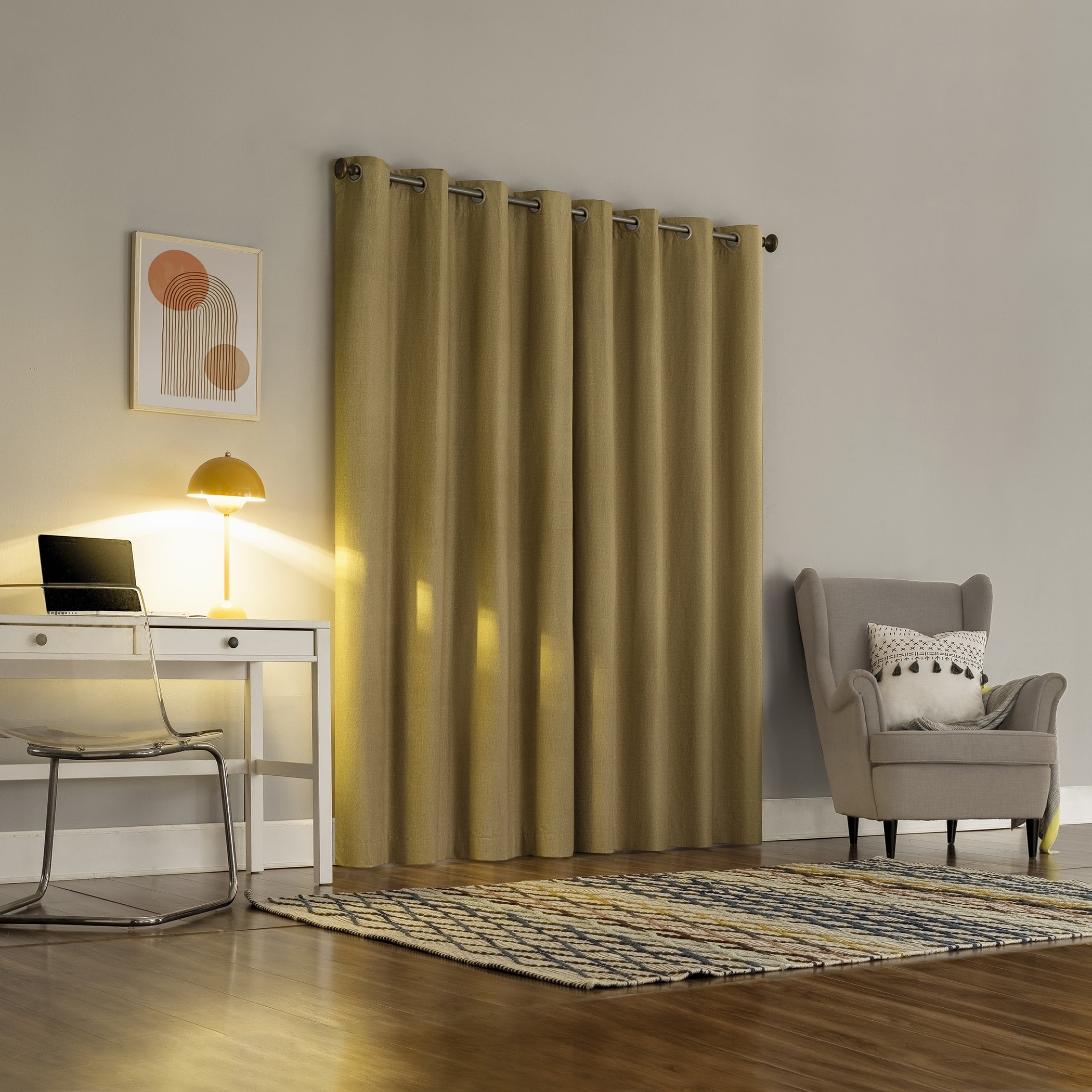 Sun Zero Duran Thermal Insulated 100% Blackout Grommet Curtain Panel, 50"X63", Gold