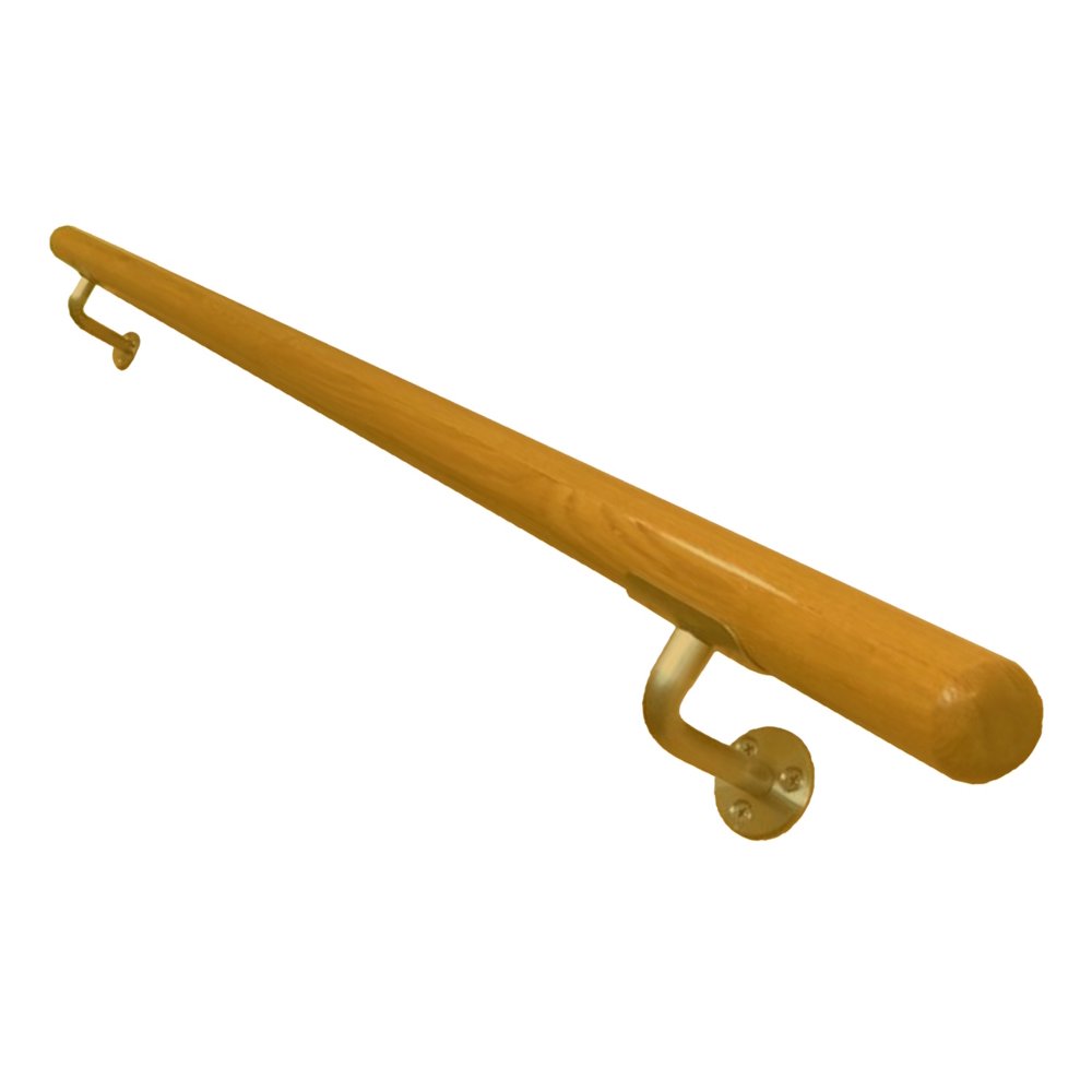 Wall Handrail 6 FT Long 2.0” Diameter Round Solid Wood Stair Handrail Bar, AntiSlip Wall Safety
