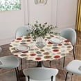 thumbnail image 5 of Red Brown Grey Christmas Round Tablecloth for 55-60 Inch Tables, Fitted Table Cover with Elastic Edge, Xmas Pine Cones Rustic Waterproof Outdoor Table Cloth Protector for Patio Garden Dinner Picnic, 5 of 9