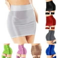 thumbnail image 6 of Sexy Womens Oil Glossy Solid Pencil Bodycon Skirt High Waist skirt Clubwear, 6 of 11