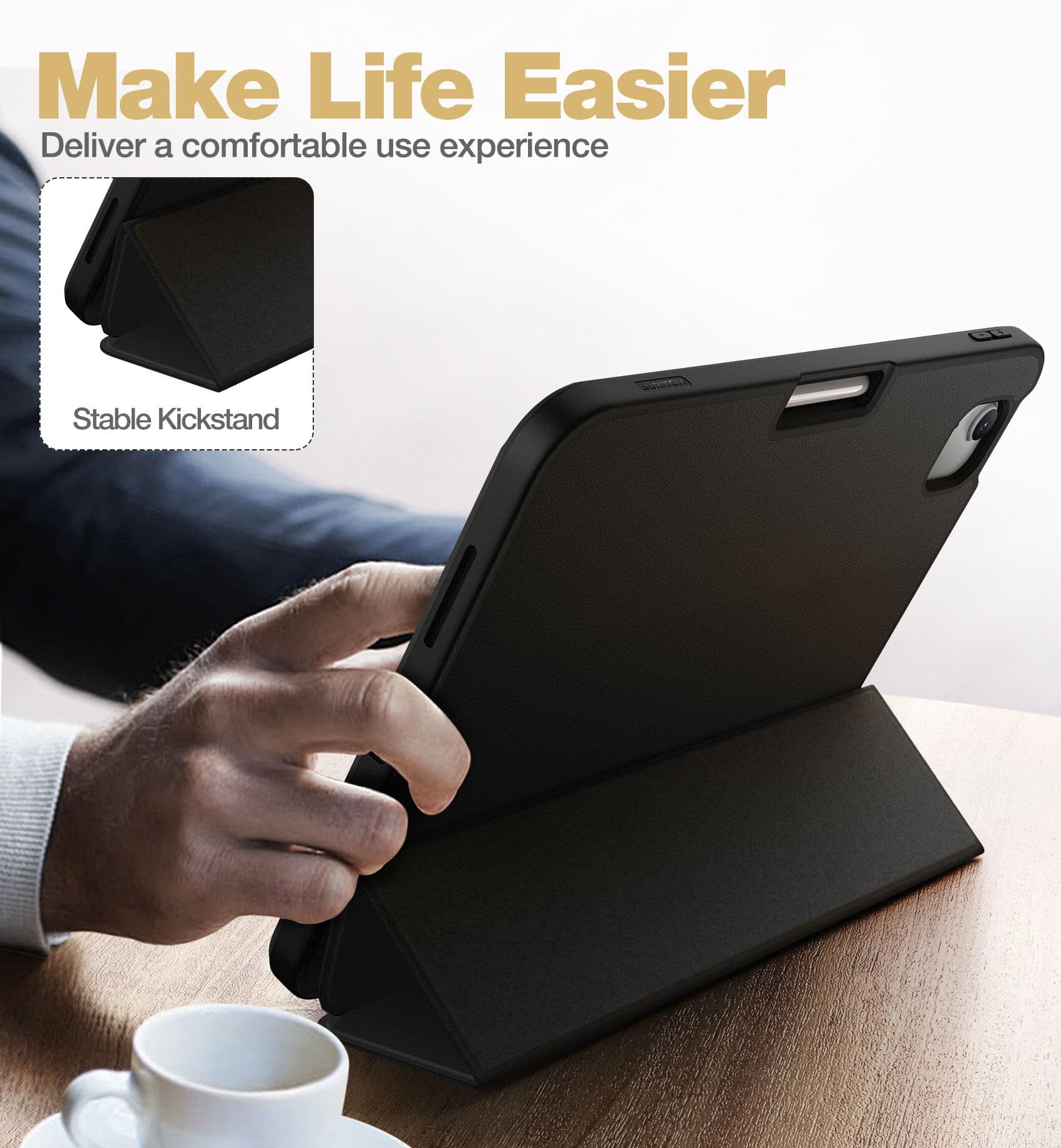 SURITCH for iPad 10th Generation Case 10.9 inches 2022, Built-in Screen Protector Apple Pencil Holder Magnet Tri-fold Stand Cover Auto Wake/Sleep Full Body Shockproof Protection, Navy