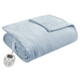 thumbnail image 1 of OLLIIX Couverture Chauffante en Peluche Serta, Bleu, Queen, 1 of 6