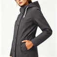 thumbnail image 5 of Ghalytn Women's Mid Length Hooded Rain Jacket with Flap Pockets, Zip Up Windproof Trench Coat, 5 of 5