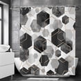 thumbnail image 3 of Grey Shower Curtain, Dark Grey Abstract Geometric Modern Grid Pattern Minimalist Bath Curtains Waterproof Fabric with Hooks for Home Decor, 72Wx78H, 3 of 6