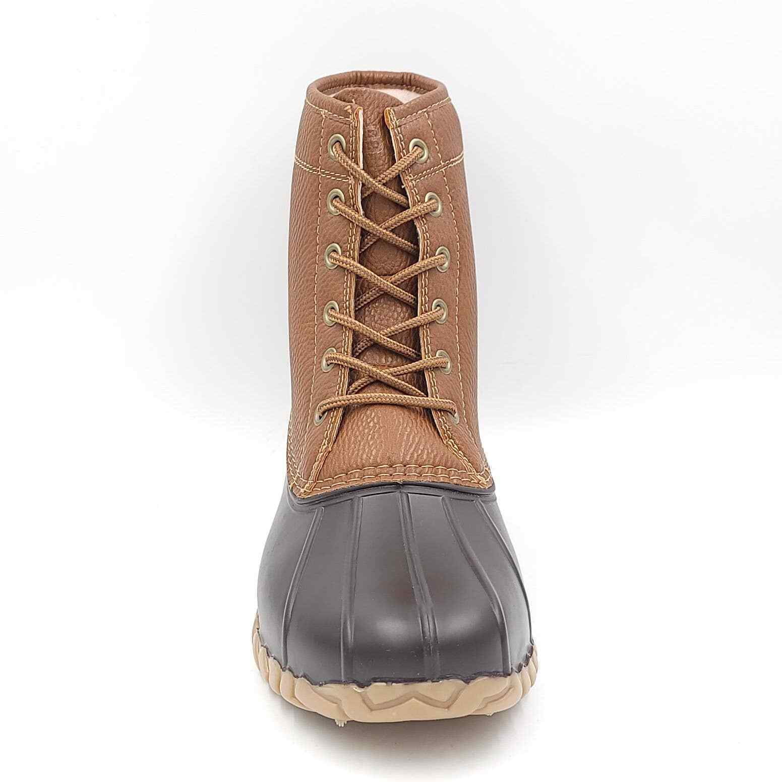 JBU Men’s Brown and Red Waterproof Duck Boots with Tan Outsole JBU BY JAMBU Mens Brown Waterproof Maine Round Toe Block  main image 2