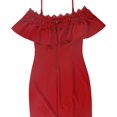 thumbnail image 2 of BCX Womens Lace Trim Bodycon Dress, Red, 5, 2 of 2