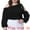 Black, variant on Women's Plus Cold Shoulder Tie Long Sleeve Blouse 3X Beige