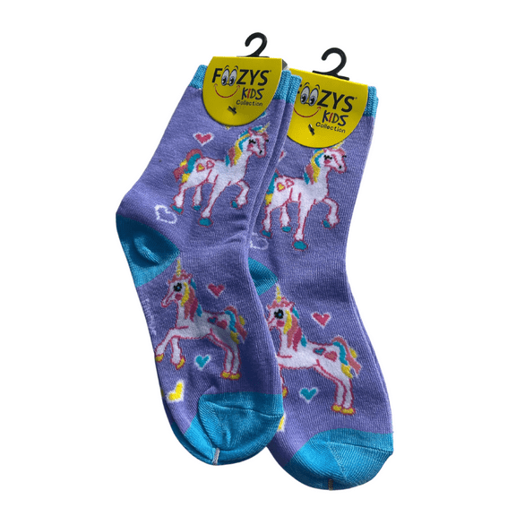 Foozys Kids Girls Unicorns Socks - Colorful Fun Cute Crew Socks