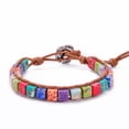 thumbnail image 1 of Pulsera de piedra emperador de piedra natural de color cuadrado enrollada a mano JM, 1 of 5