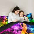 thumbnail image 5 of Manfei Colorful Music Note Full Size Comforter Sets,Rock Music Themed Bedding Comforter Set,Rainbow Musical Pattern Bedding Sets For Child,Breathable Home Decor Reversible,3 Pieces, 5 of 8