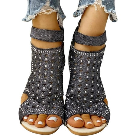 

Sandals Women Casual Dressy Summer Womens Vintage Open Toe Wedge Sandals Platform High Top Ankle Strap Mesh Cutout Breathable Fish Mouth Flat Beach Sandals Boho Comfort Sandals