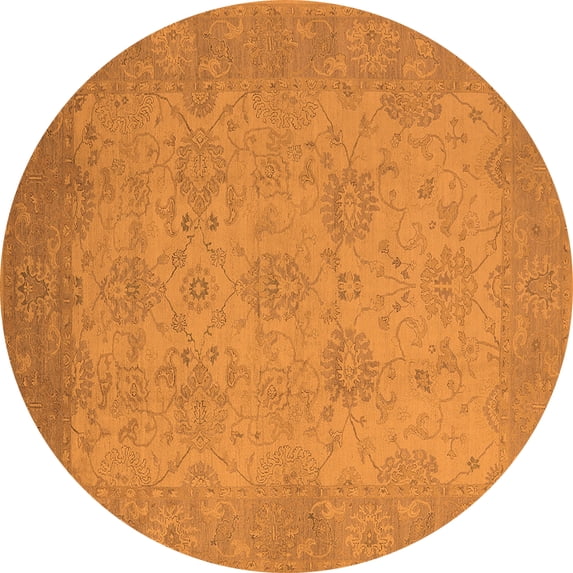 Ahgly Company Indoor Round Oriental Orange Industrial Area Rugs, 4' Round