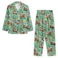 thumbnail image 6 of SEANATIVE Floral Horse Button Up Pajamas Size M Long Sleeve Sleepwear Tops with Pants 2 PCS Women Night Shirts Plus Size Comfy Lounge Sets for Women Clothes with Pockets, 6 of 7